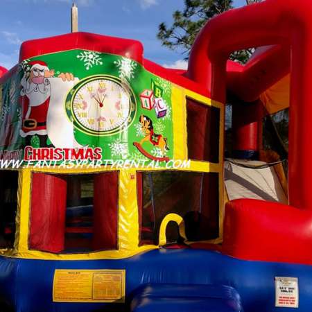 Christmas primary colors Combo 5 in 1. Bounce, basketball hoop, obstacles, climb, dry slide.